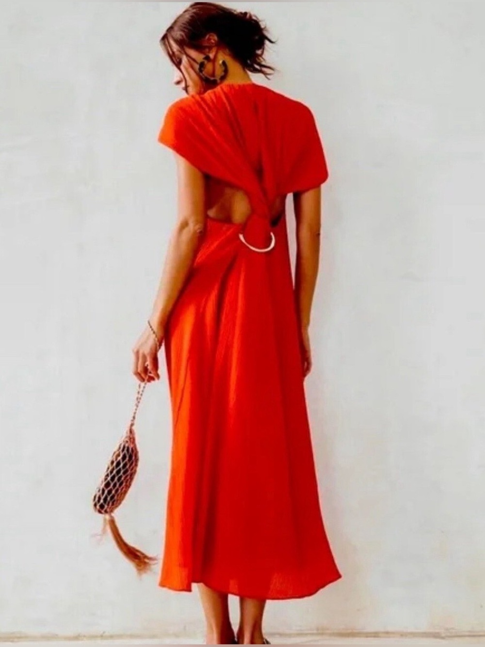Cult Gaia Artemisia Ruby Red Cape Dress, large, new with tags! - Picture 2 of 11